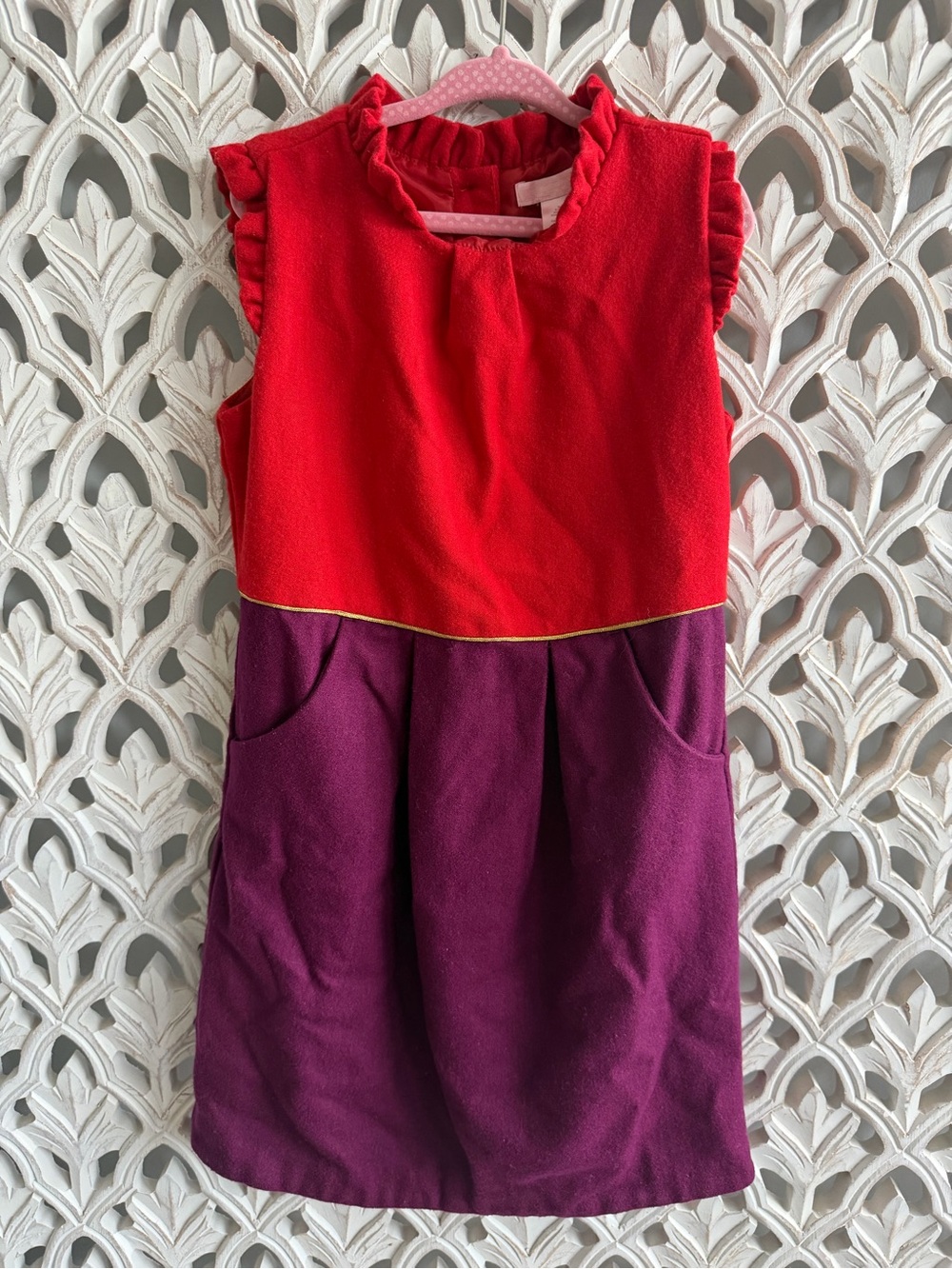 Janie and Jack Wool Blend Colorblock Ruffle Dress Girls Size 7